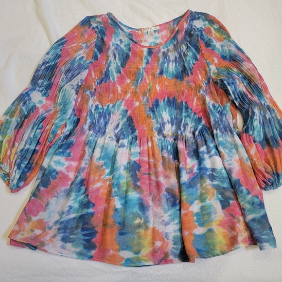 Spense Multicolor Tie-Dye Blouse - Picture 1 of 6